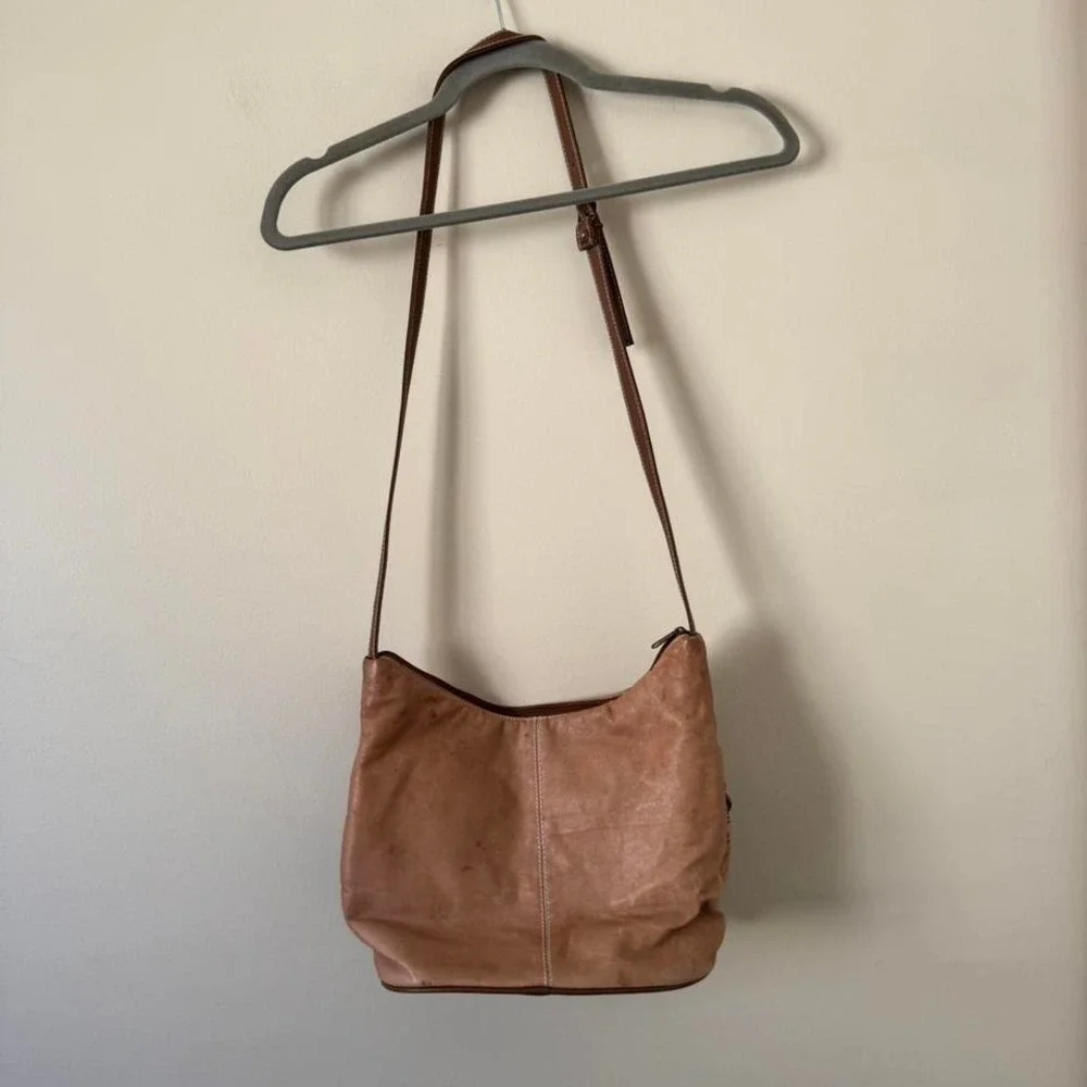 Brown Leather Crossbody‎ Purse Tassel Fringe Braided